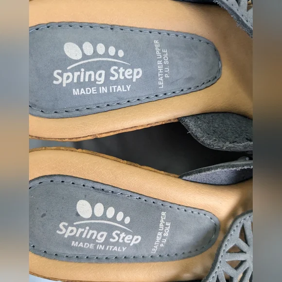 Spring Step Women's Estella Leather Nubuck Wedge Slide Sandals - Blue, 38M EUC - Picture 4 of 7